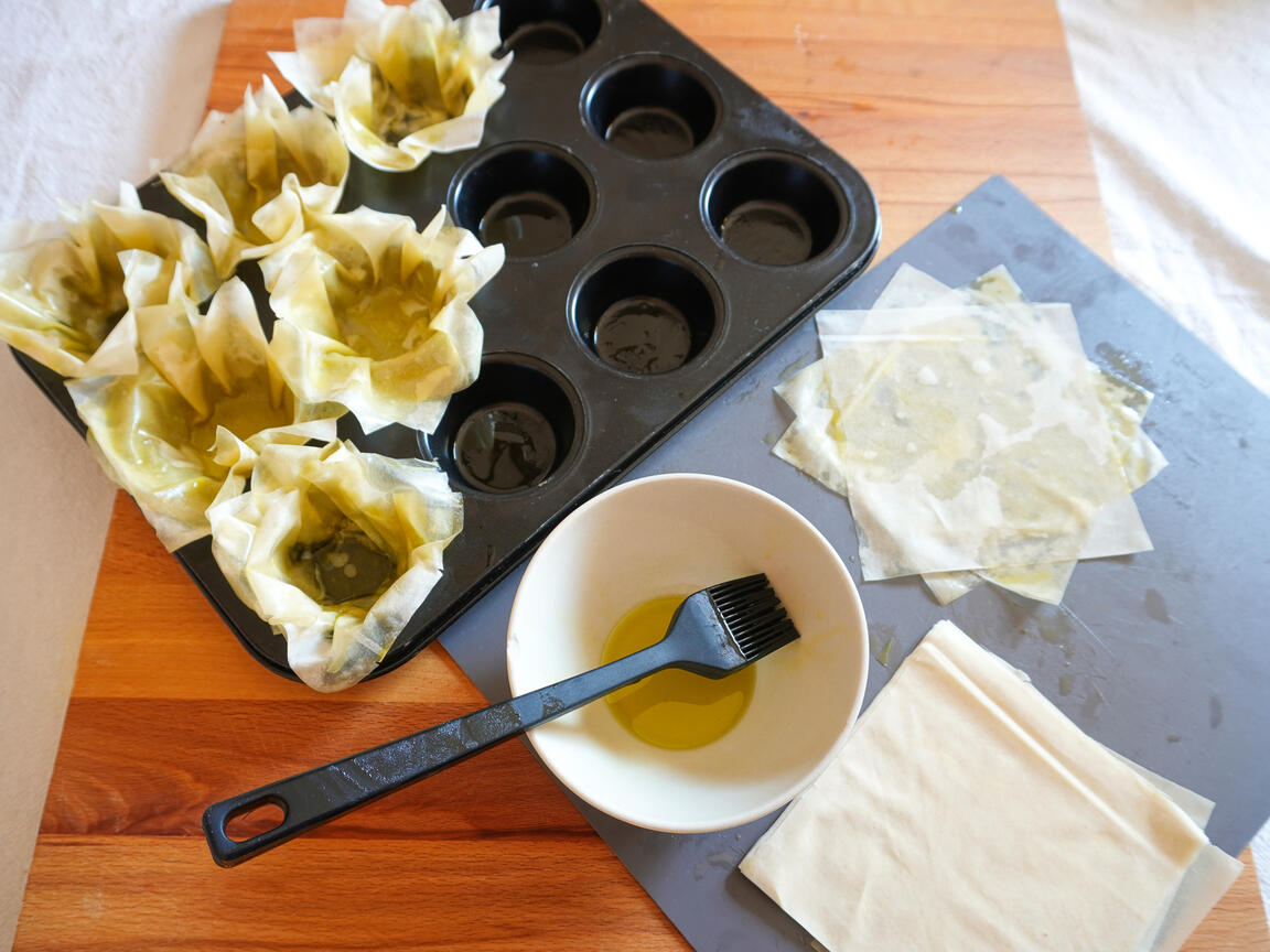 Blätterteigkörbchen mit Spinat - Schritt 2