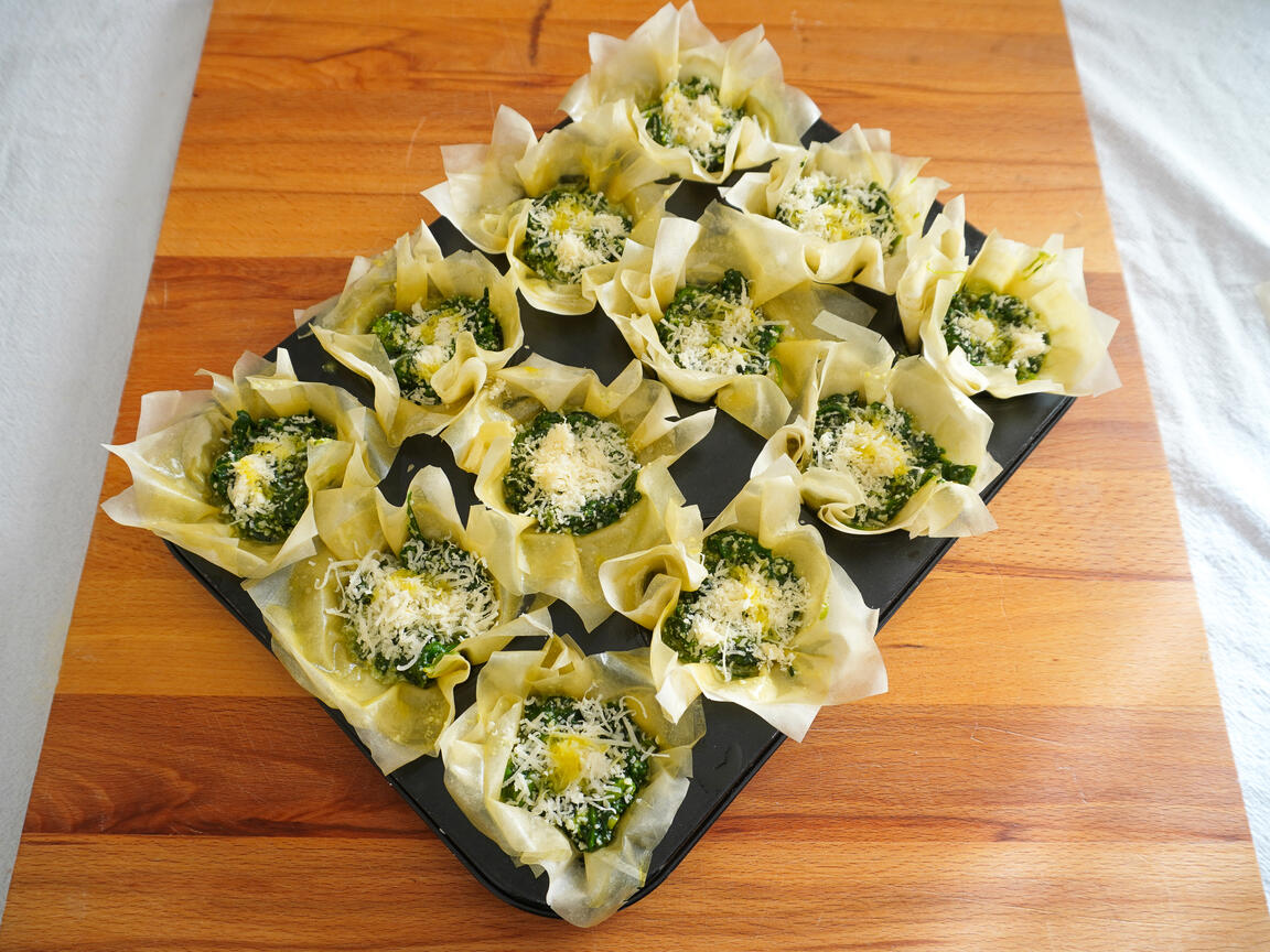 Blätterteigkörbchen mit Spinat - Schritt 4