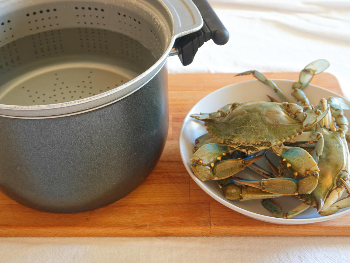 Calamarata mit Blaukrabbe - Schritt 1