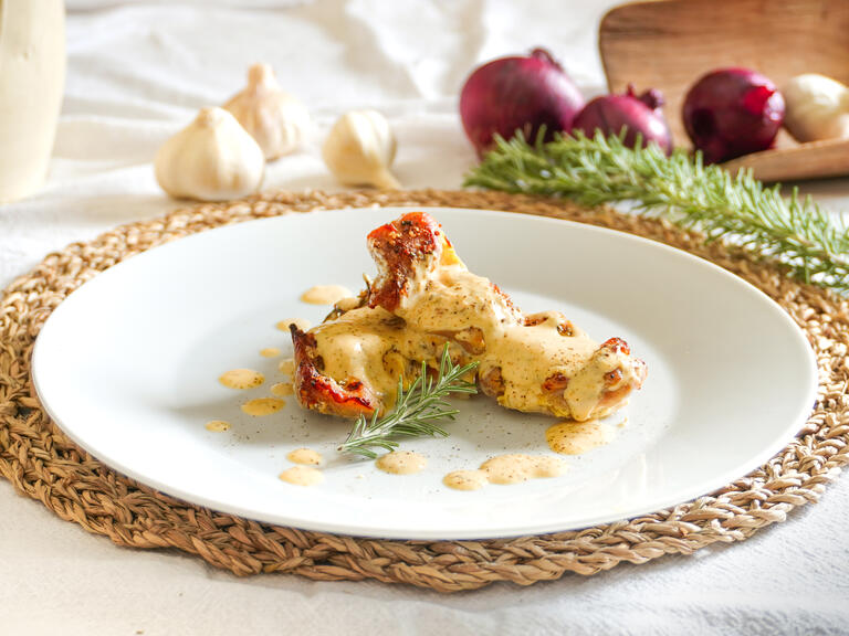 Hähnchen mit Senf und Joghurt