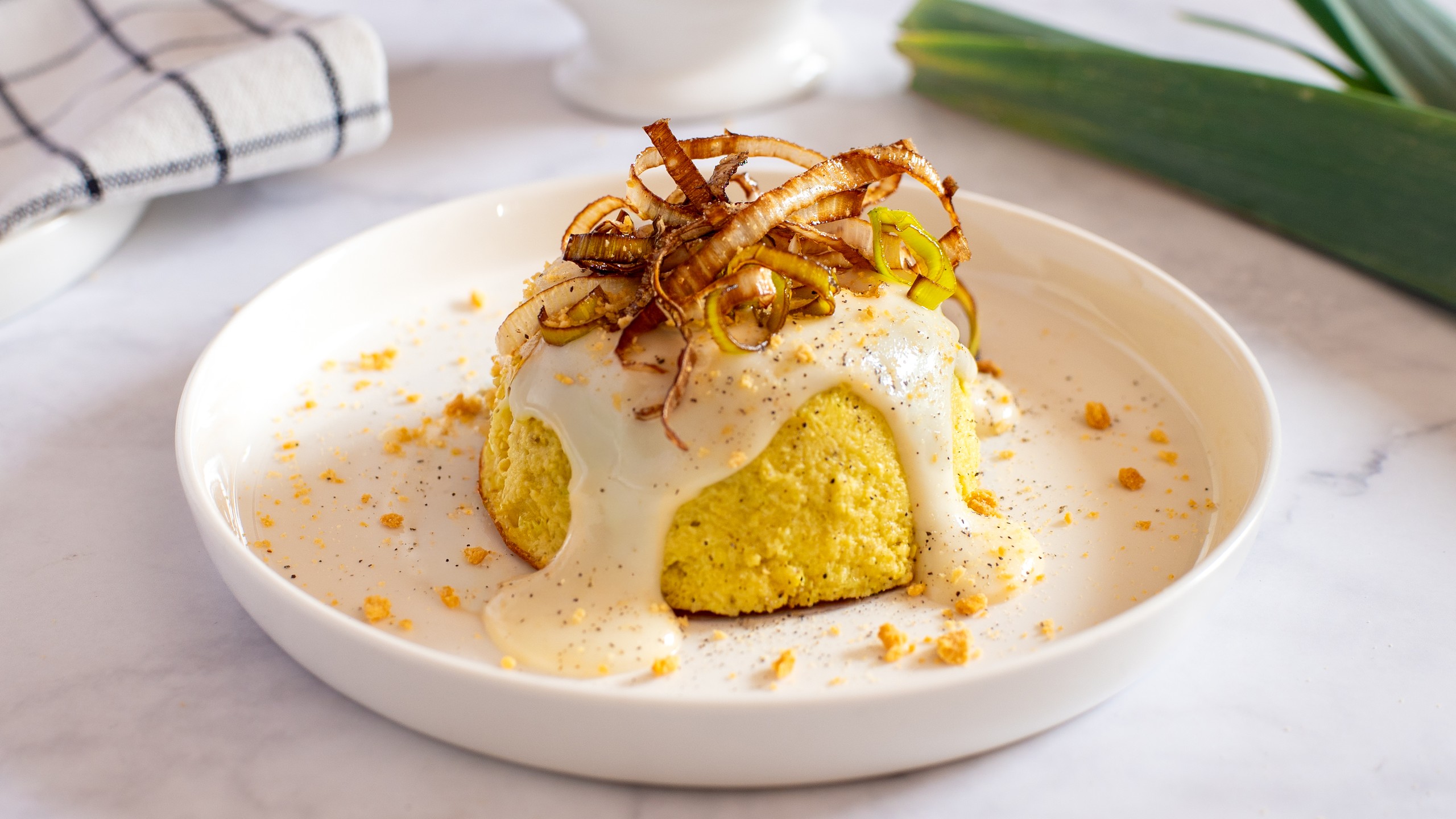 Lauchflan mit Parmesan-Fondue