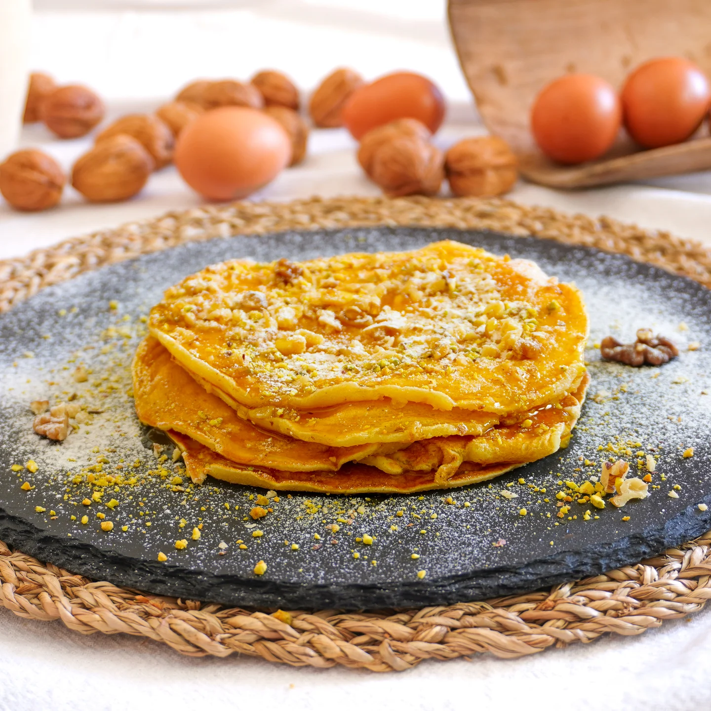 Rezept Pfannkuchen mit Honig und Nüssen