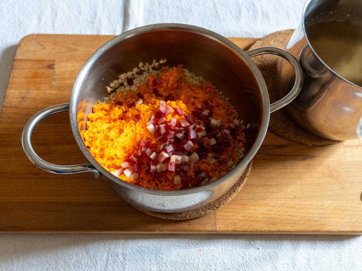 Risotto mit Kürbis, Speck und Taleggio - Schritt 5