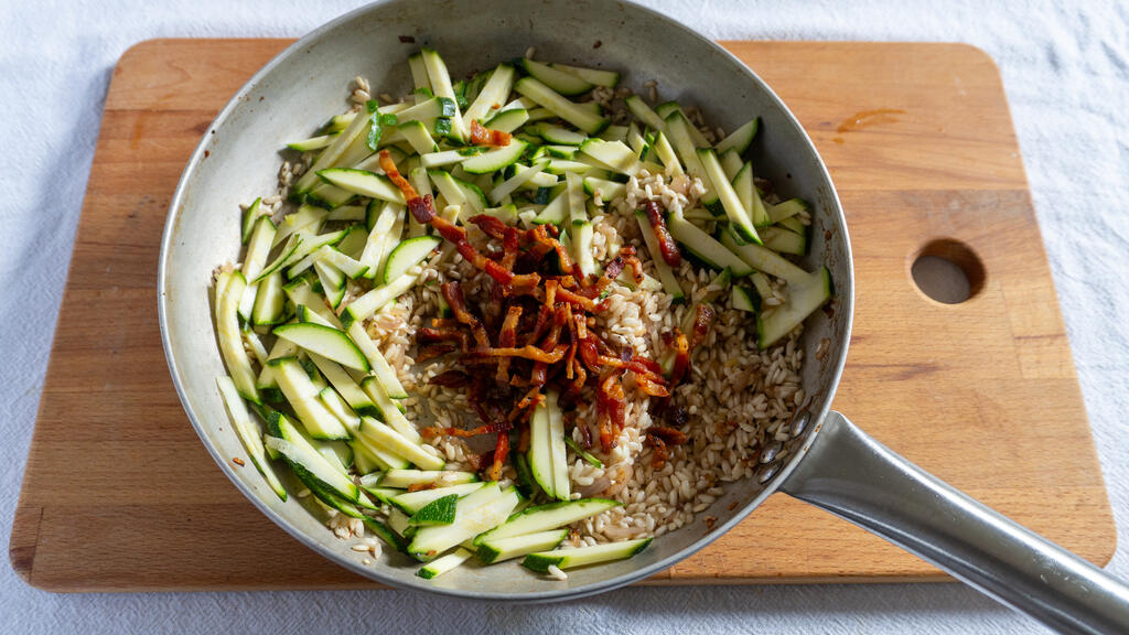 Risotto mit Guanciale und Zucchini