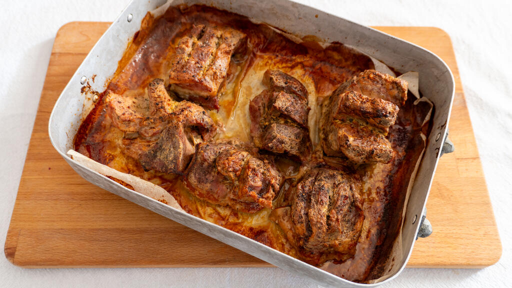 Schweinenacken mit Senf und Karottencreme