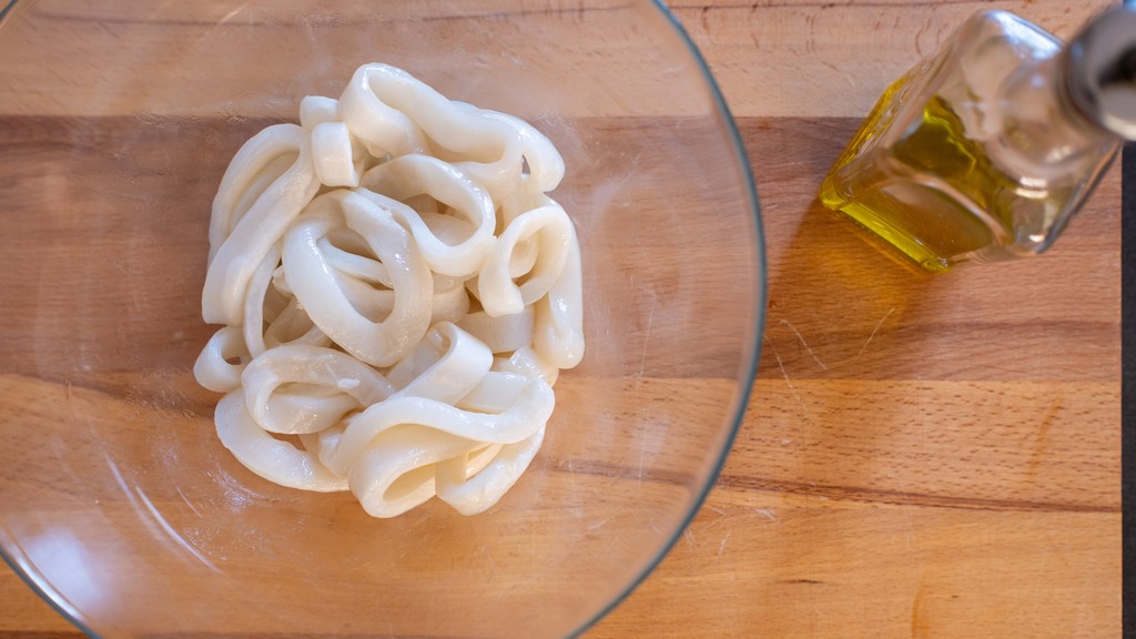 Tintenfischringe aus der Heißluftfritteuse