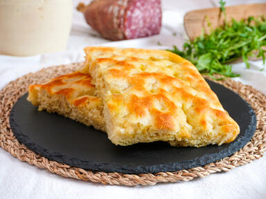 A focaccia that reminds me of the wonderful vacati...