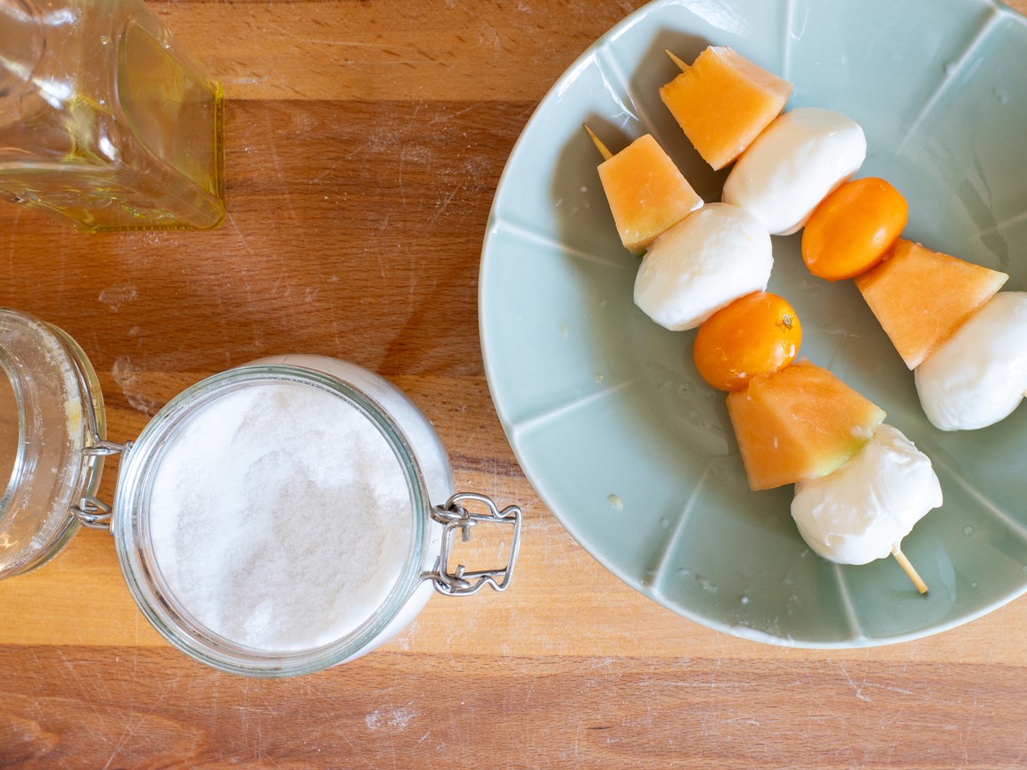 Melon and Mozzarella Skewers - step 4