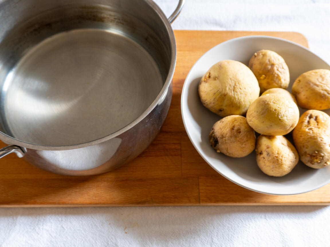Mustard Potatoes on Parmesan Wafer - step 1