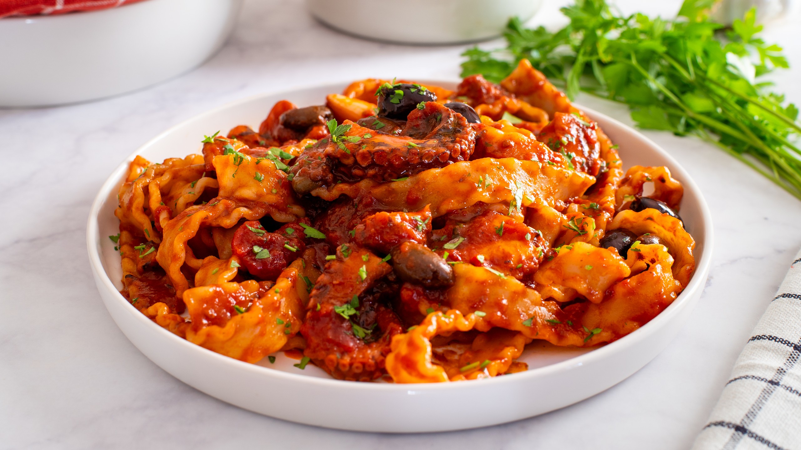 Pasta with octopus sauce