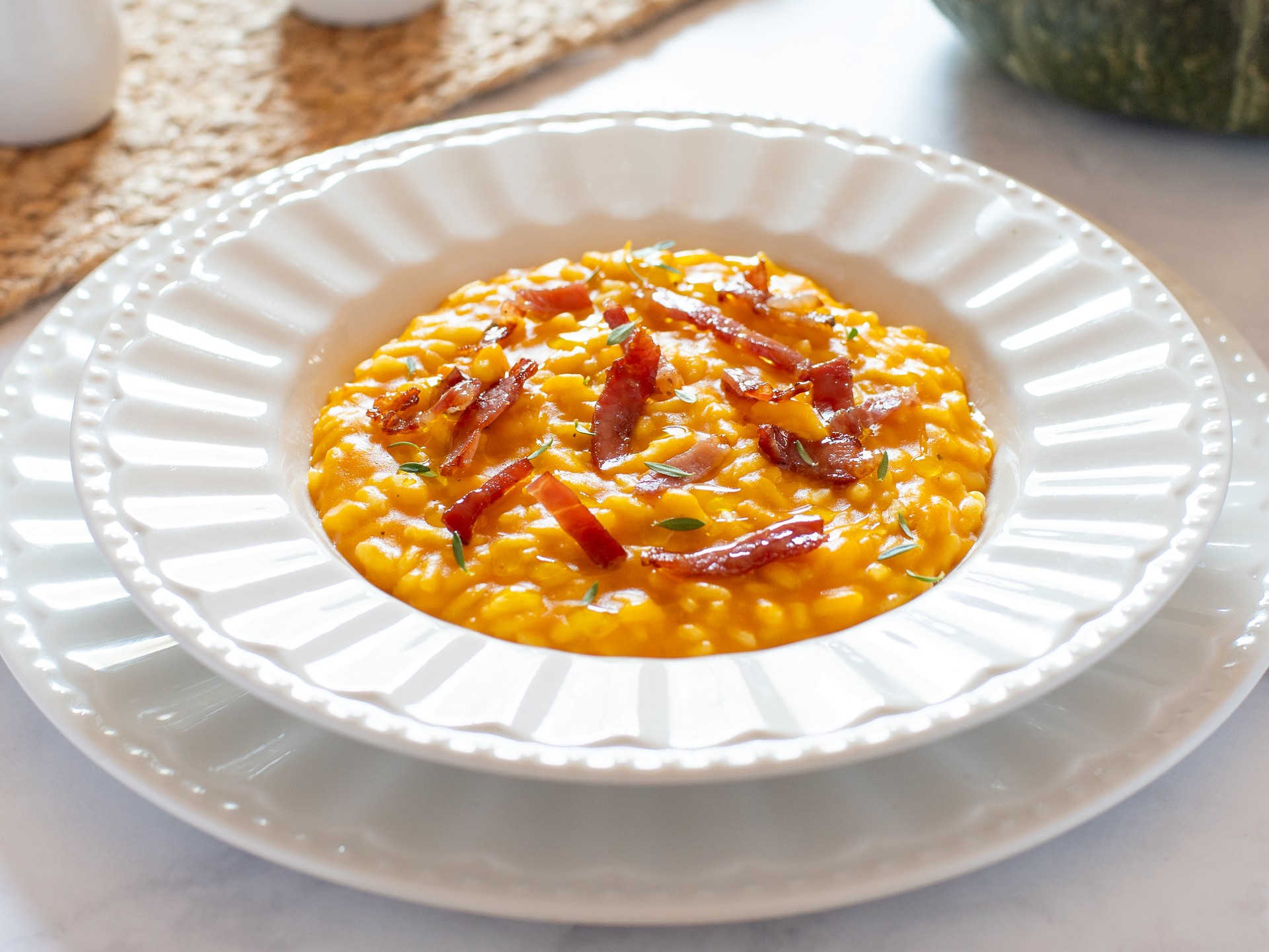 Pumpkin Risotto with Speck and Taleggio