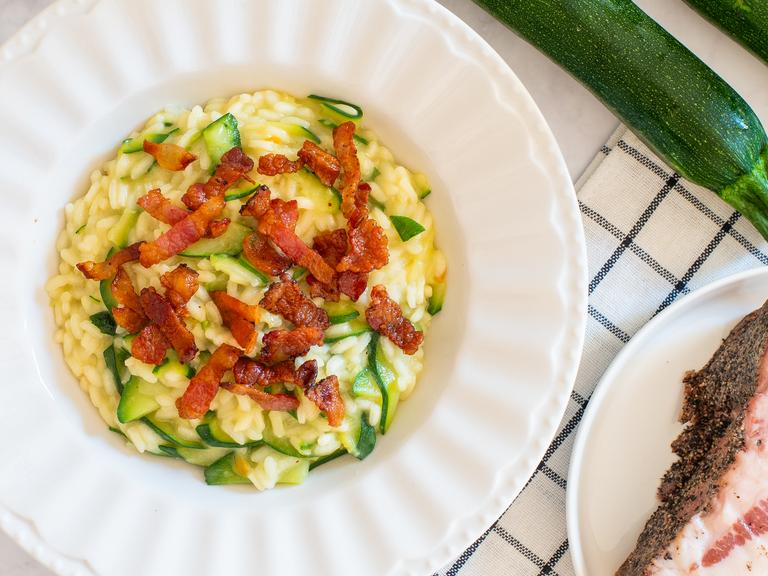 Risotto with guanciale and zucchini