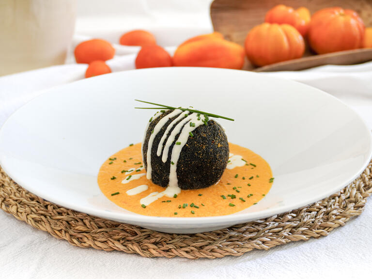 Squid ink arancini
