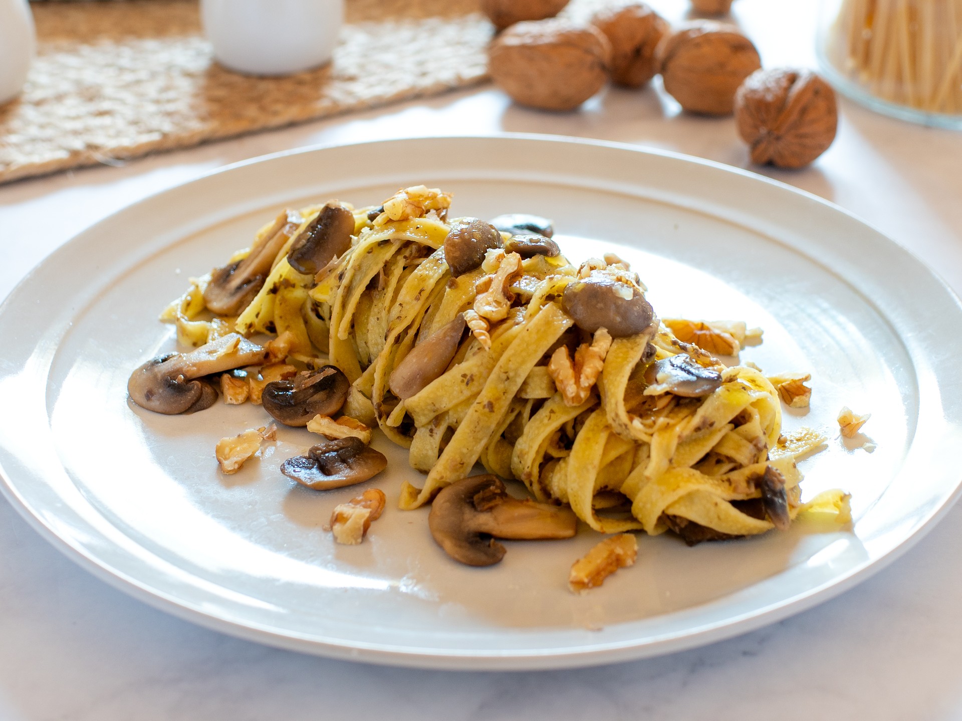 Tagliatelle with Brandy Mushrooms