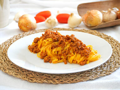 Homemade tagliatelle and pork ragù, a simplicity t...