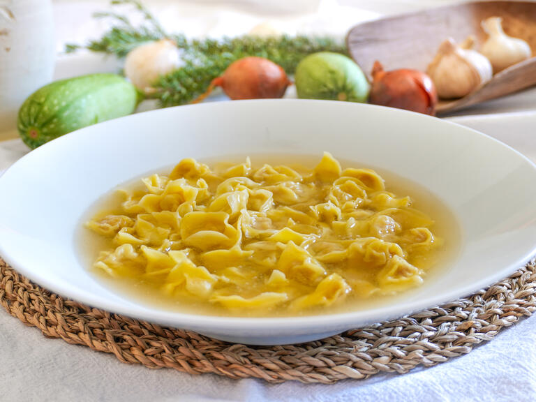 Bolognese tortellini in broth