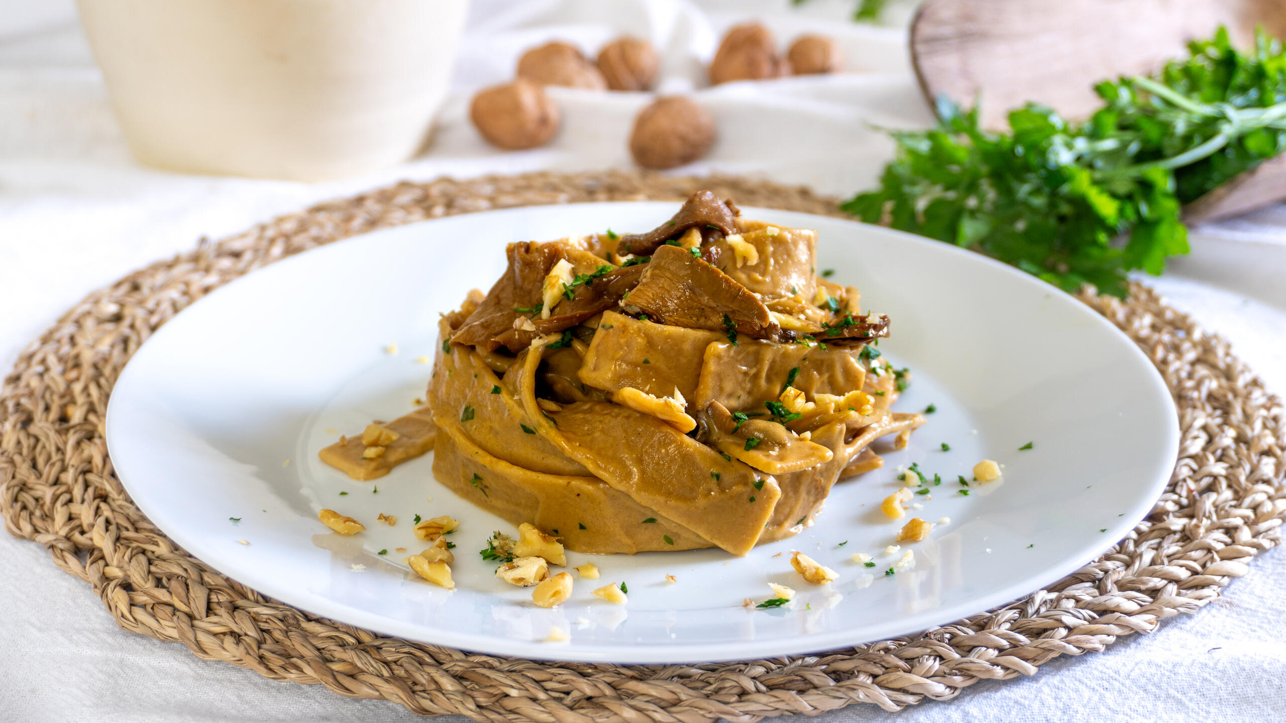 Pappardelle con setas porcini y crema de parmesano