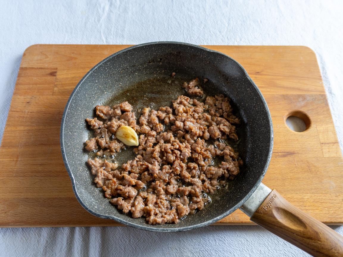 Pasta con setas y salchicha - paso 4