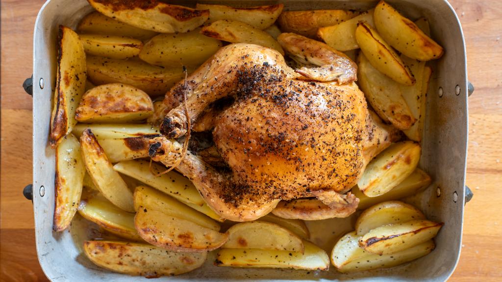 Pollo asado con patatas