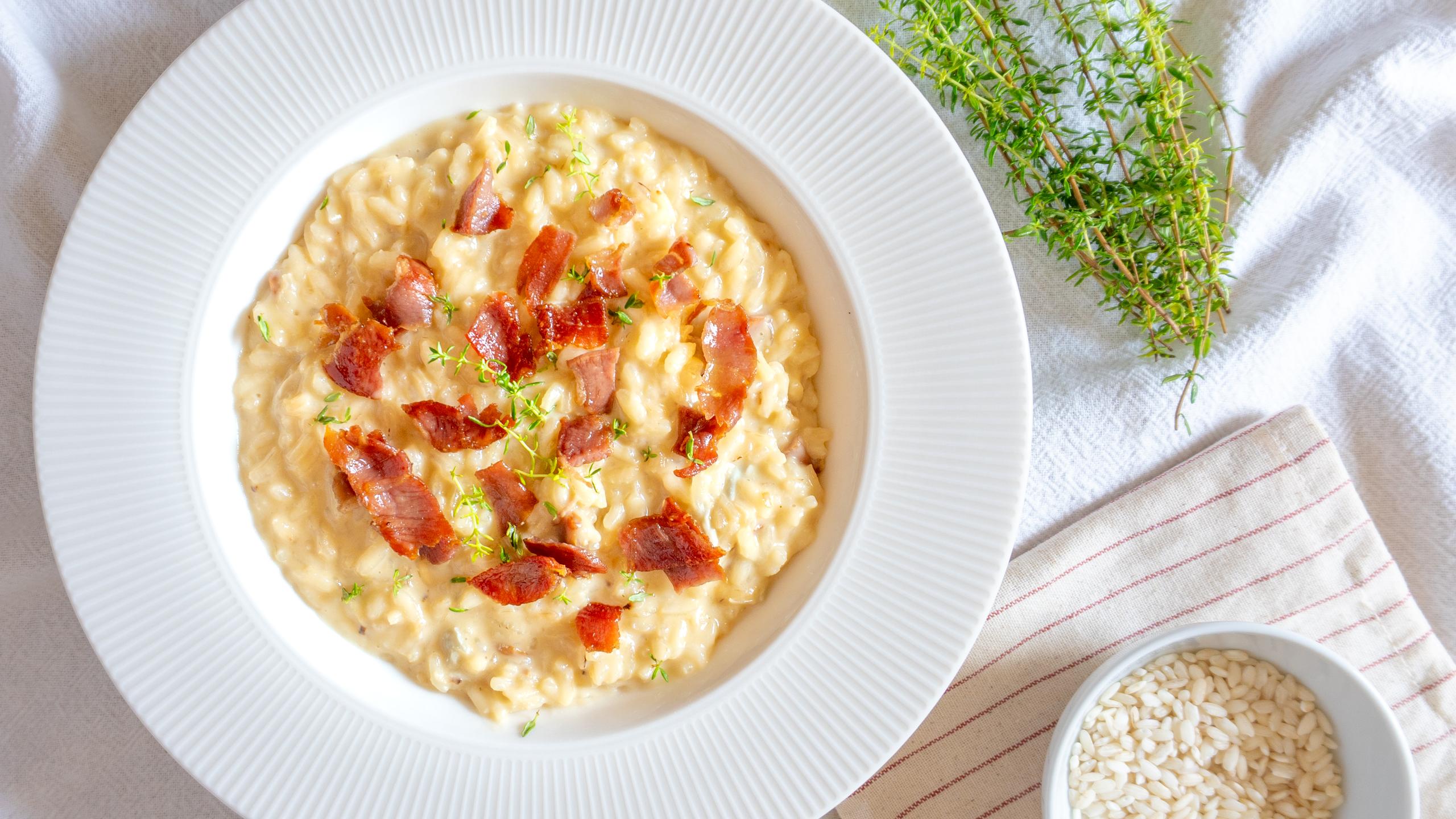 Risotto con gorgonzola y jamón