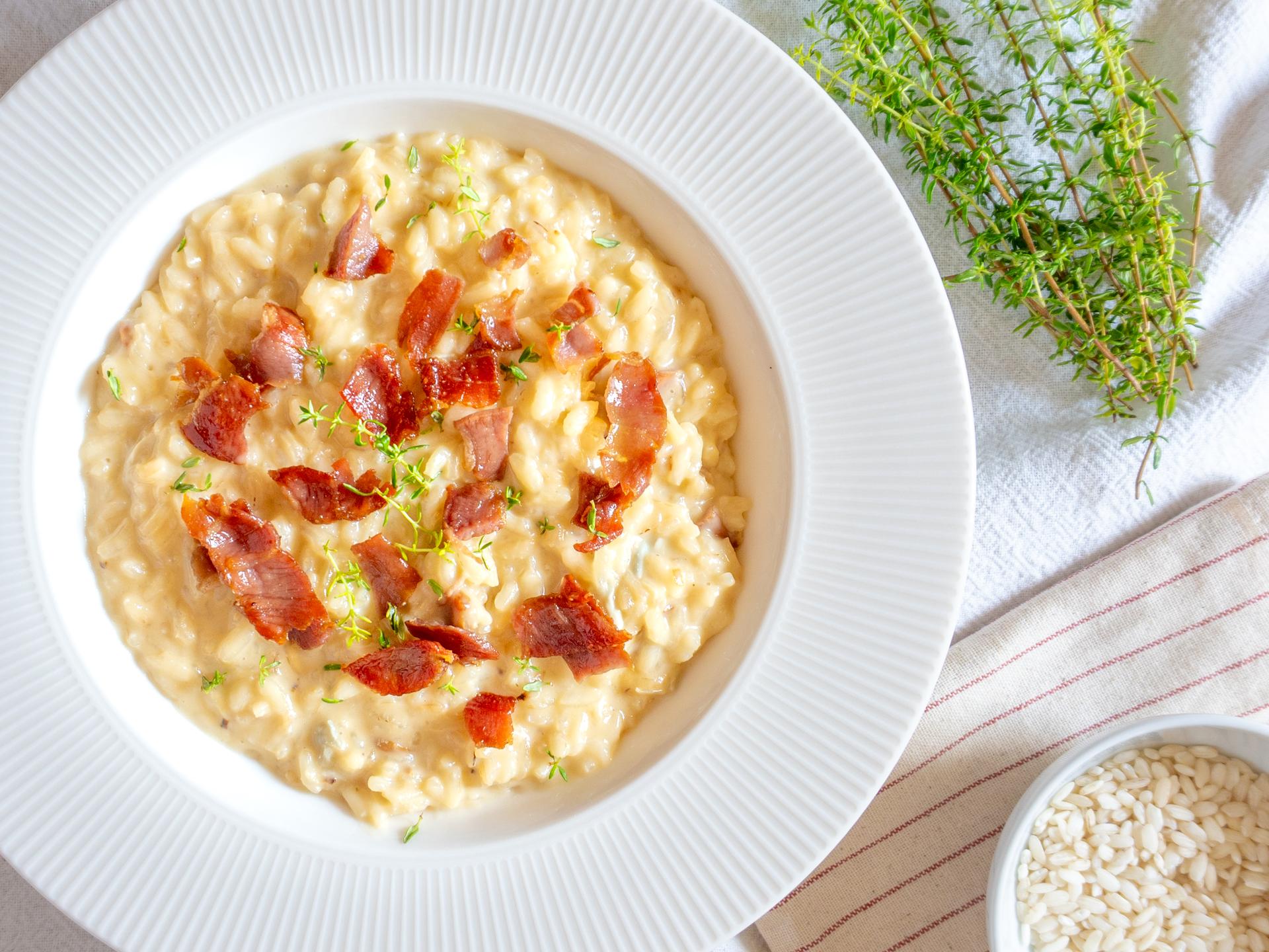 Risotto con gorgonzola y jamón