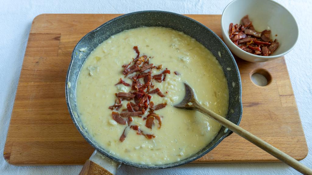 Risotto con gorgonzola y jamón