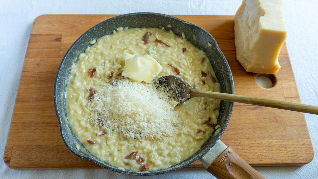 Risotto con gorgonzola y jamón