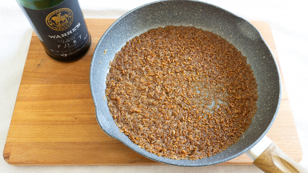 Risotto con licor de Oporto y champiñones