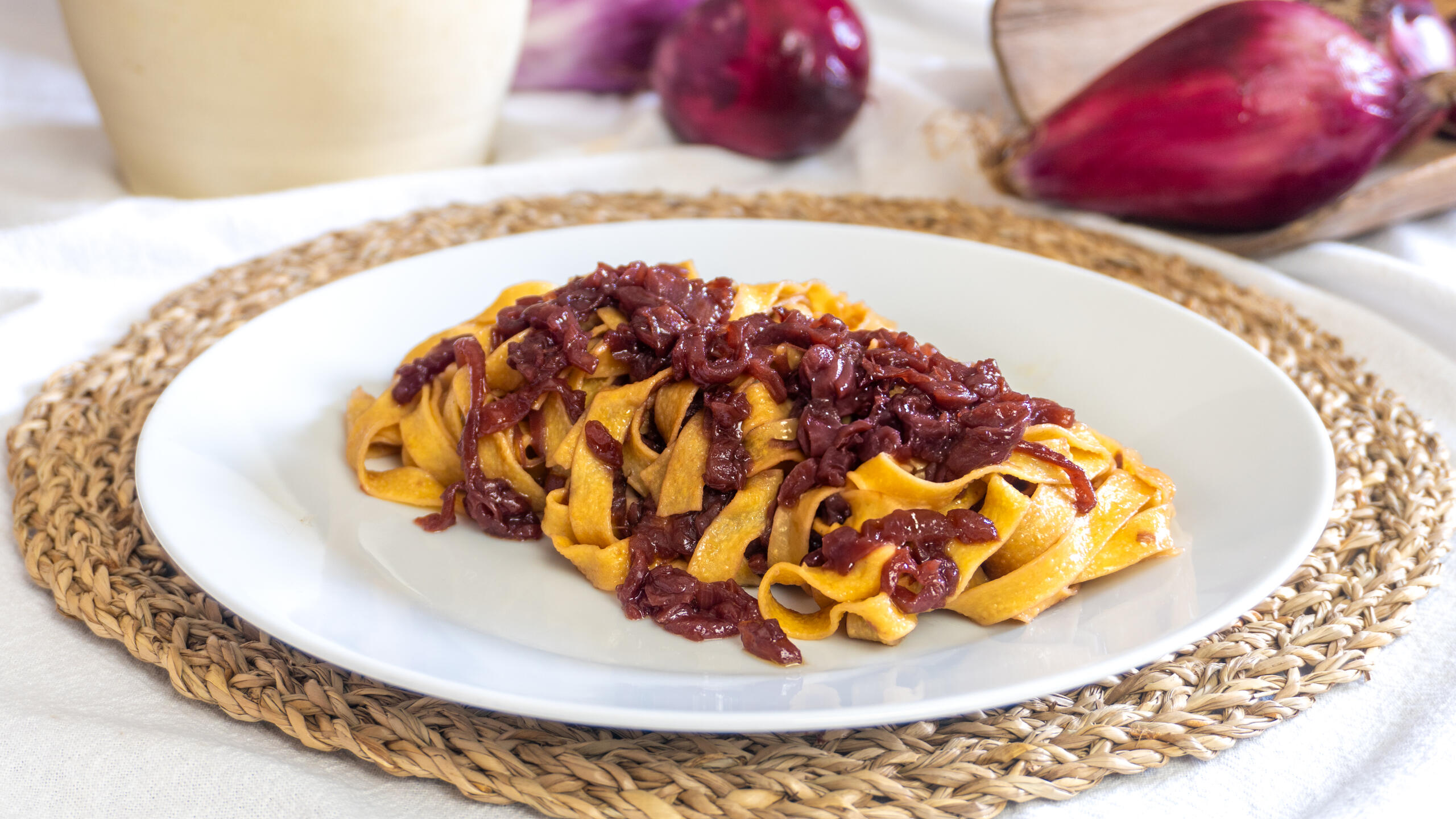 Tagliatelle con cebolla de Tropea