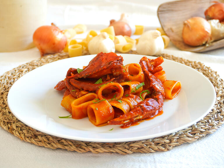 Calamarata au crabe bleu