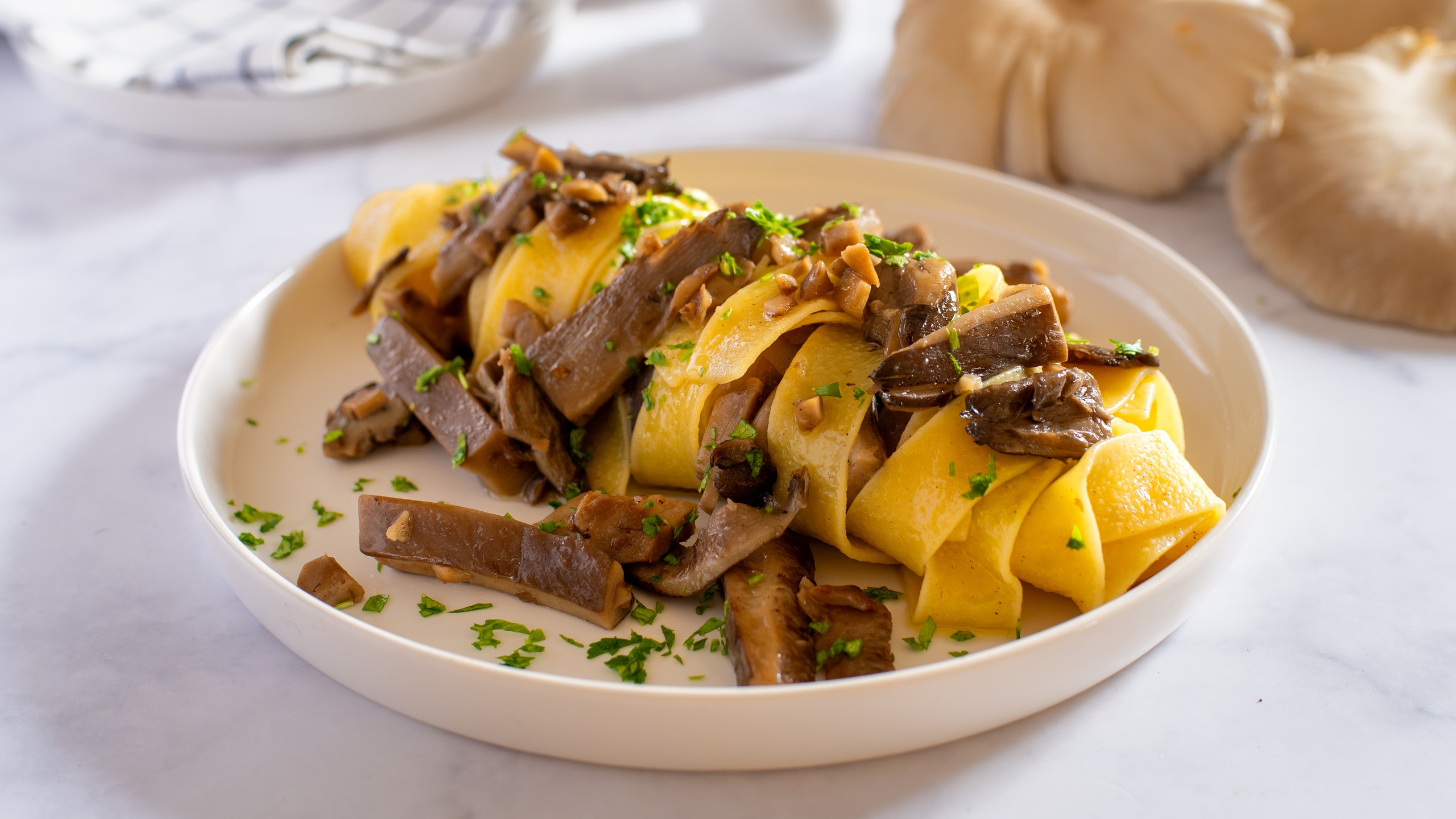 Pâtes aux champignons Pleurotus