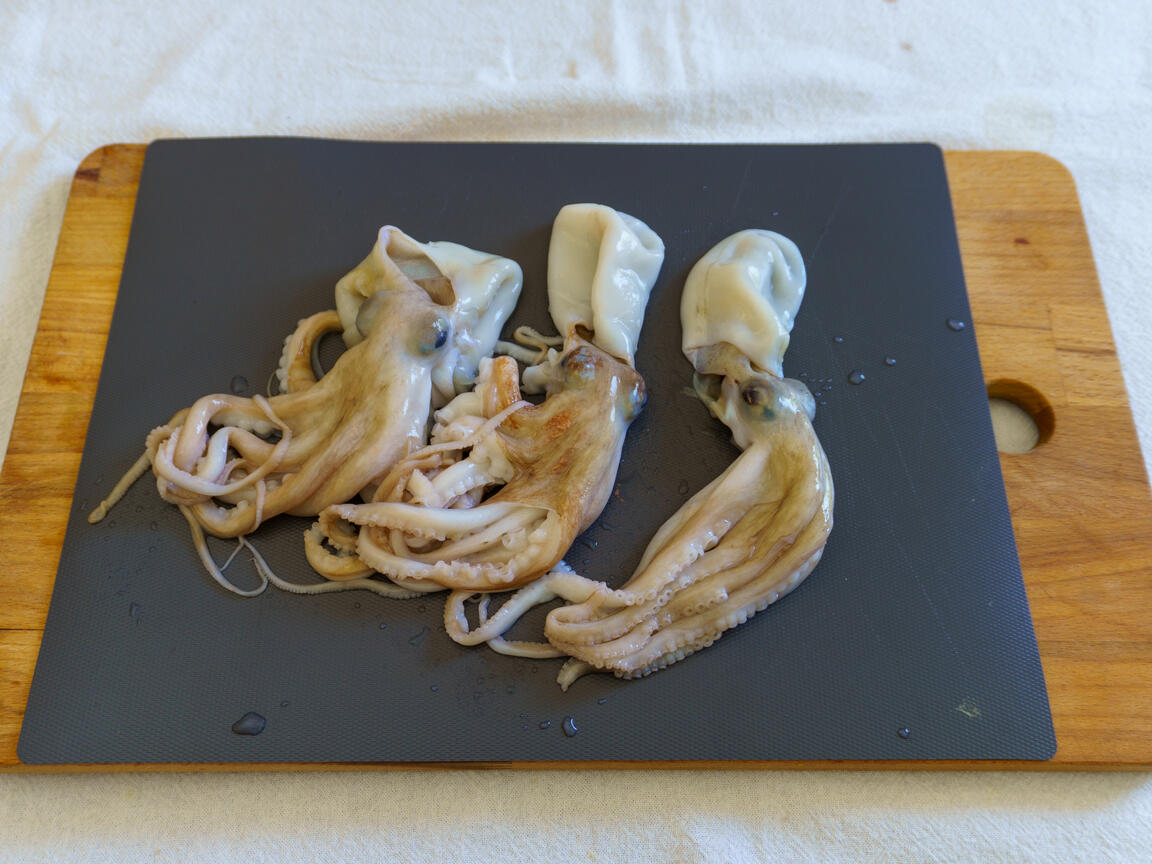 Spaghettis aux petits poulpes - étape 1