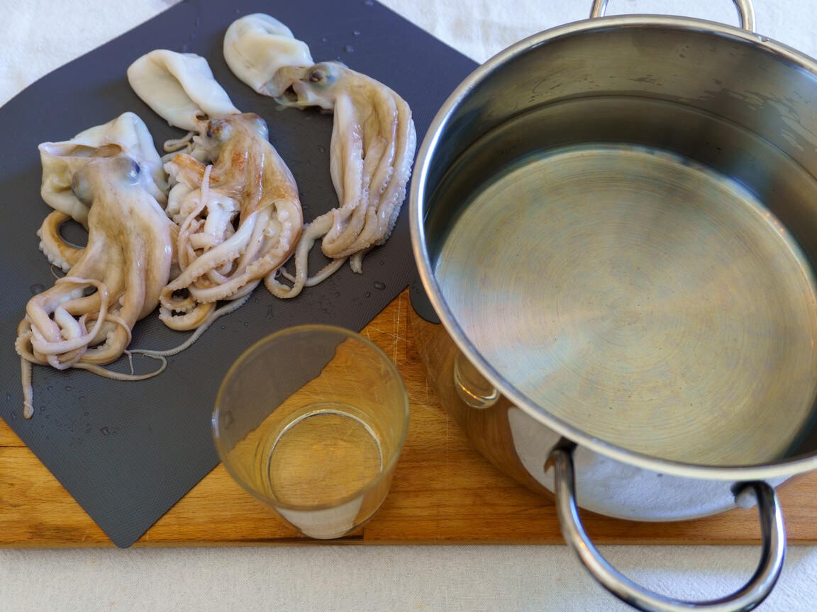 Spaghettis aux petits poulpes - étape 2