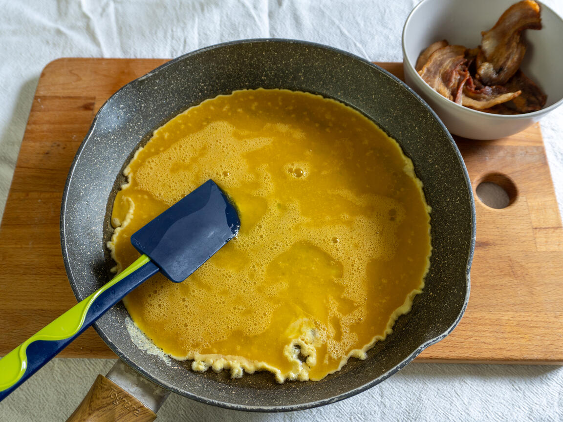 Œufs brouillés avec bacon - étape 3