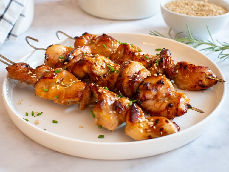 Brochettes de poulet glacées à la friteuse à air