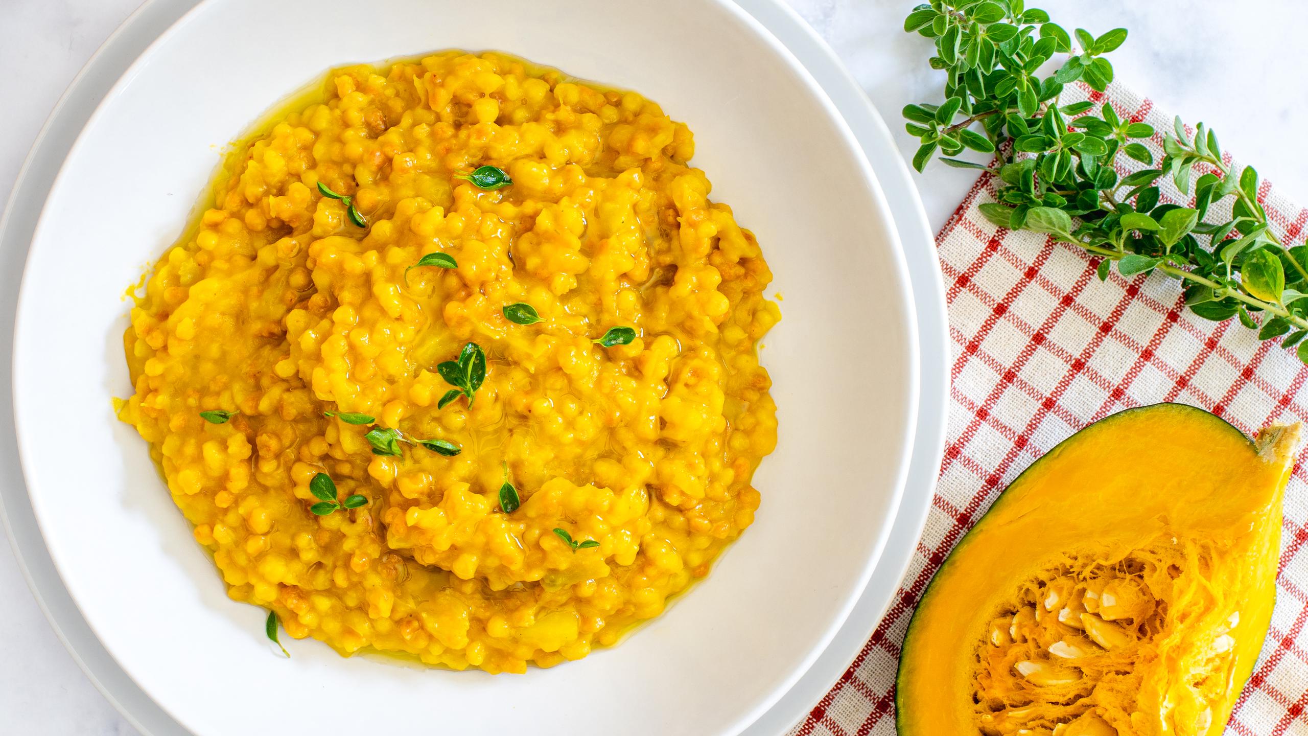 Fregola à la courge et aux pommes de terre