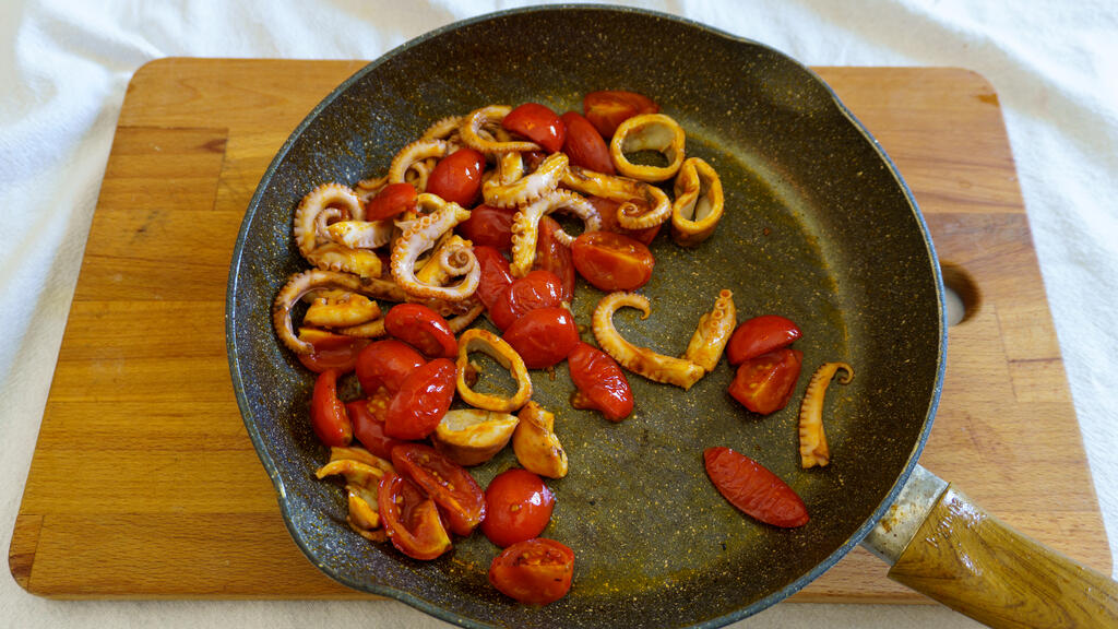 Spaghettis aux petits poulpes