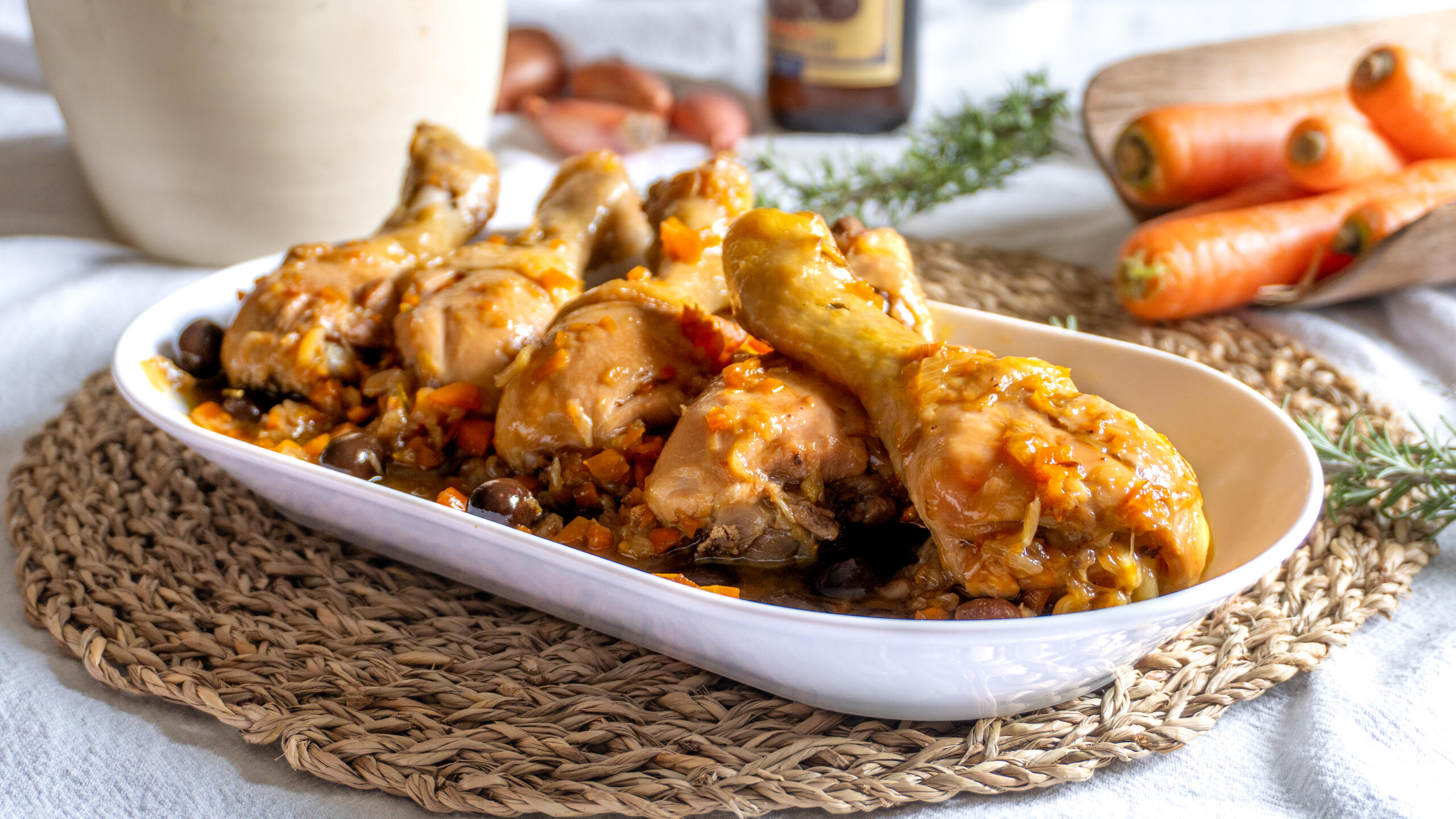 Cosce di pollo alla birra