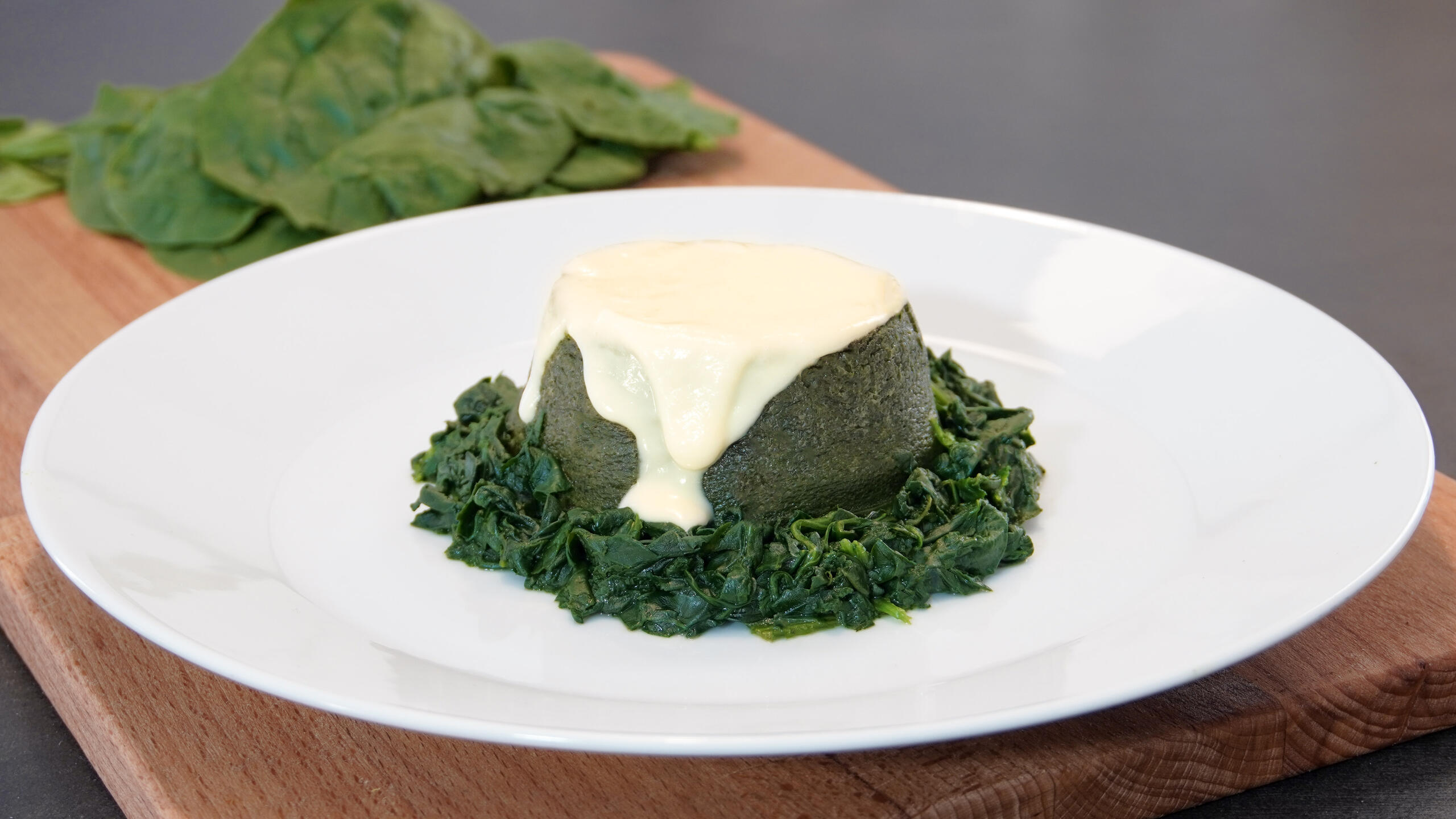 Flan di spinaci con crema di  parmigiano