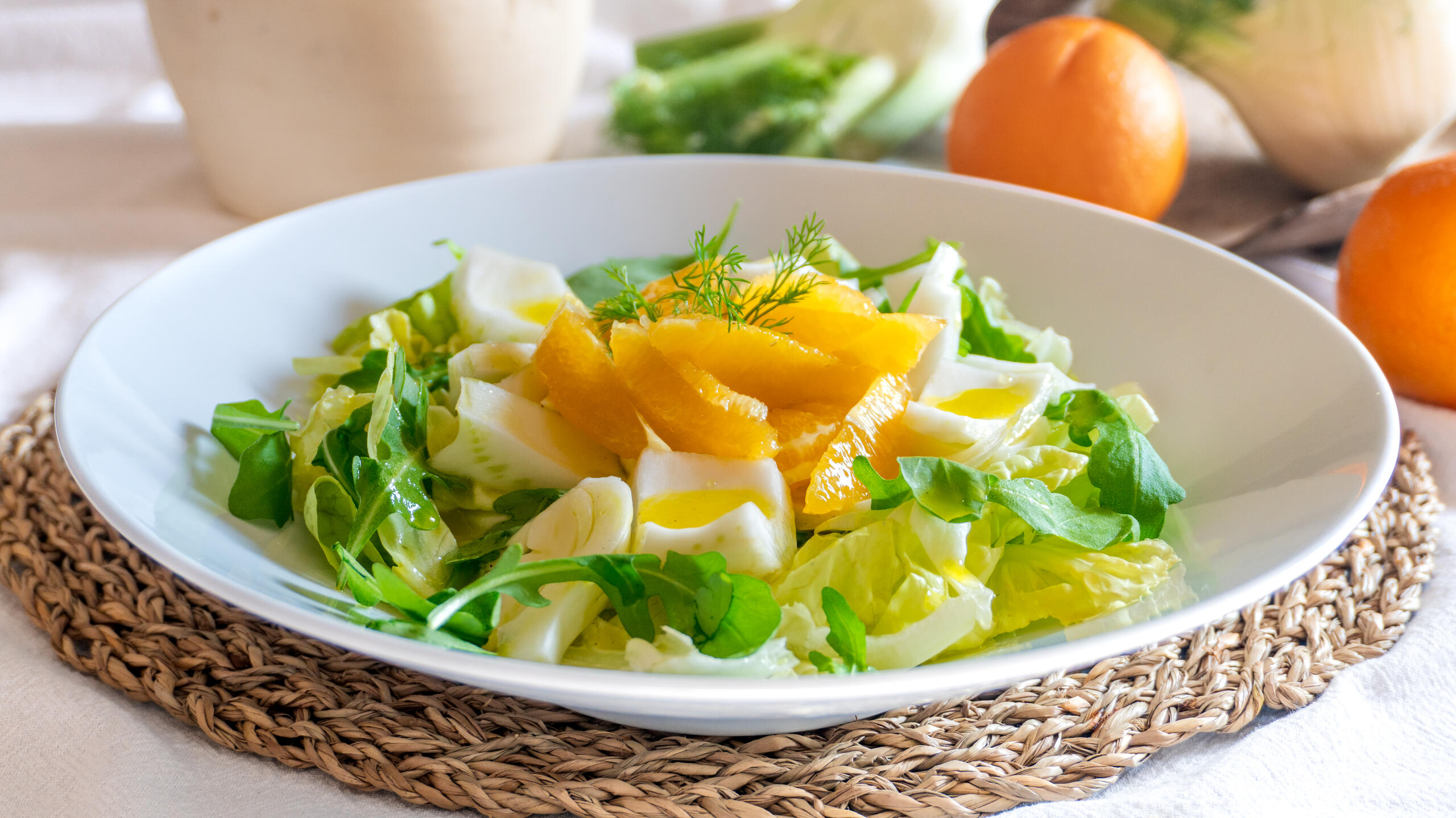 Insalata di finocchi e arance con vinaigrette