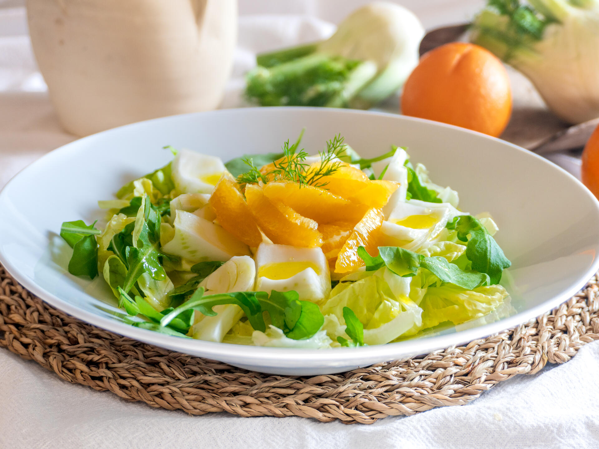 Insalata di finocchi e arance con vinaigrette