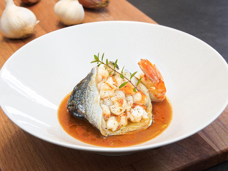 Orata con gamberi
