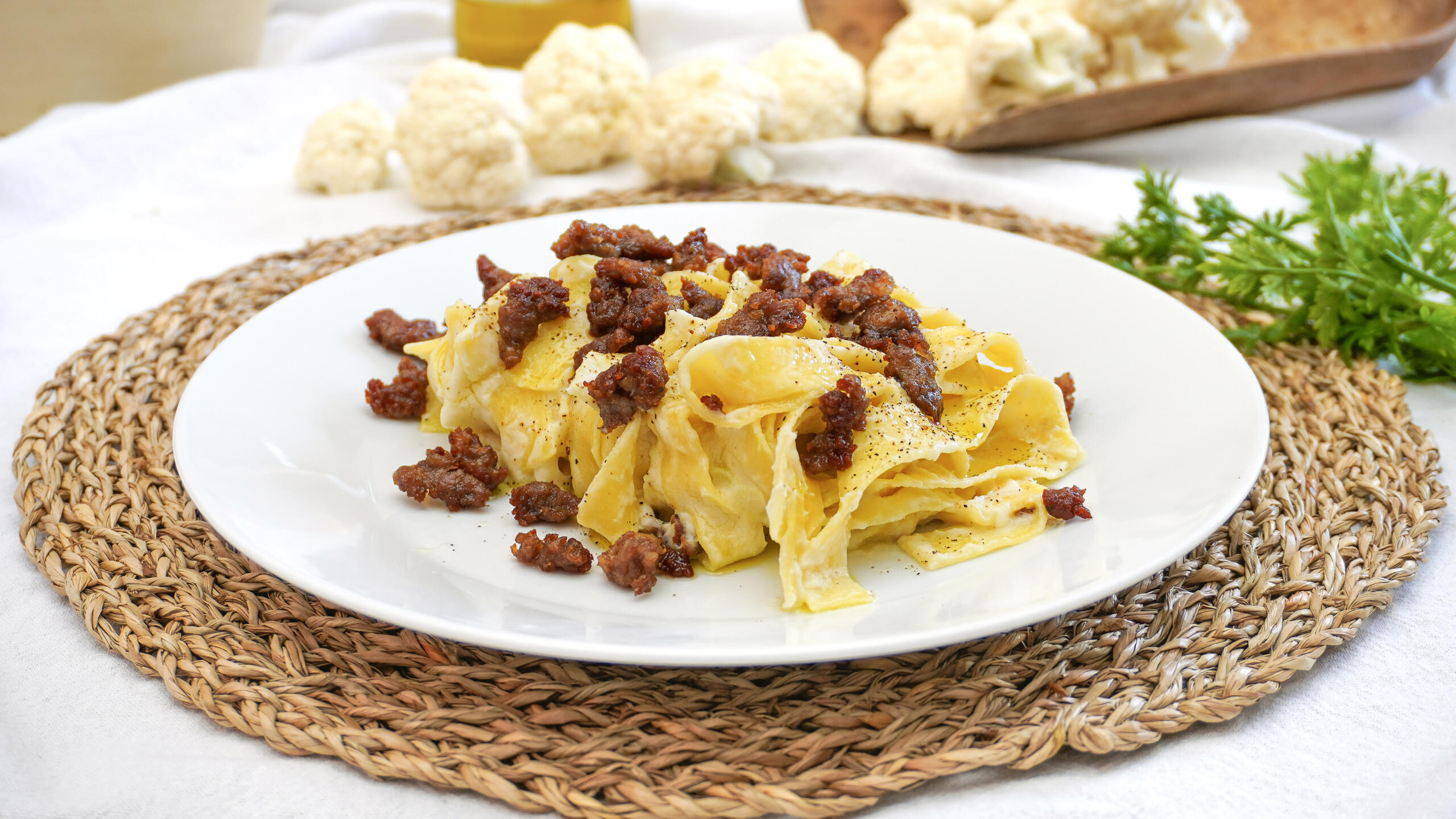 Pappardelle cavolfiore e salsiccia