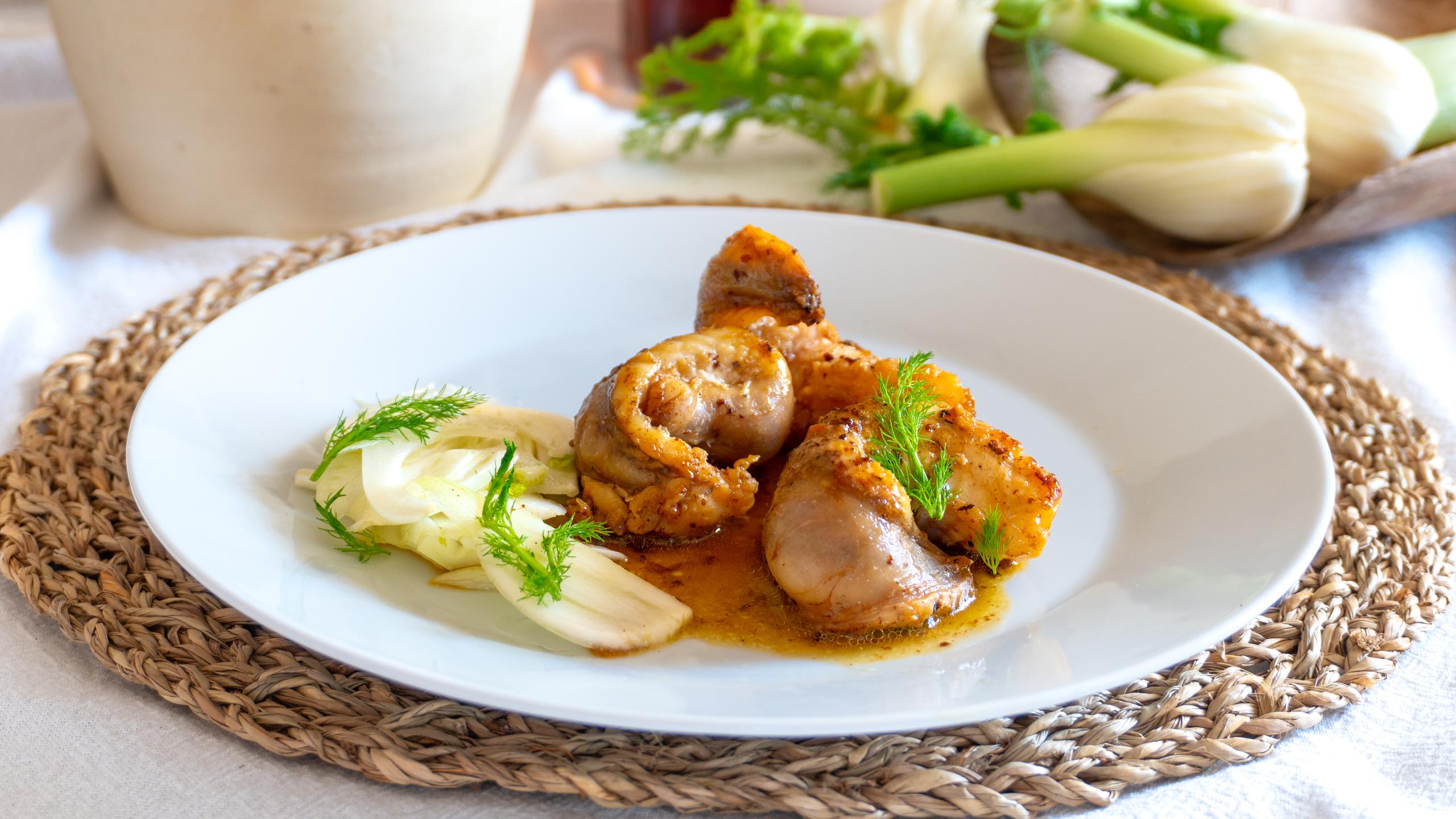 Rana pescatrice al brandy