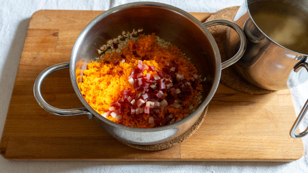 Risotto con zucca speck e taleggio - passo 5
