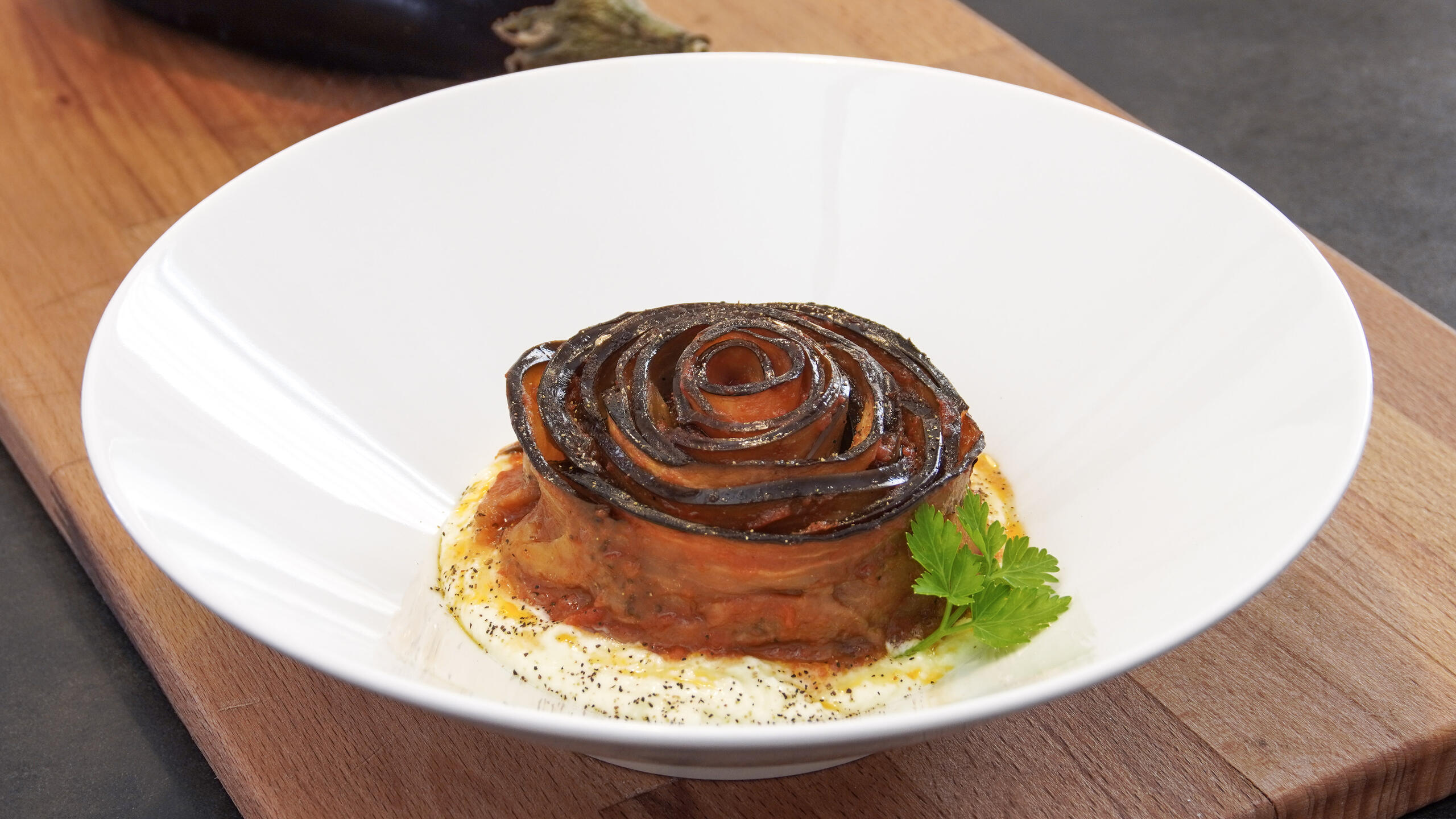 Rosa di melanzane con burrata