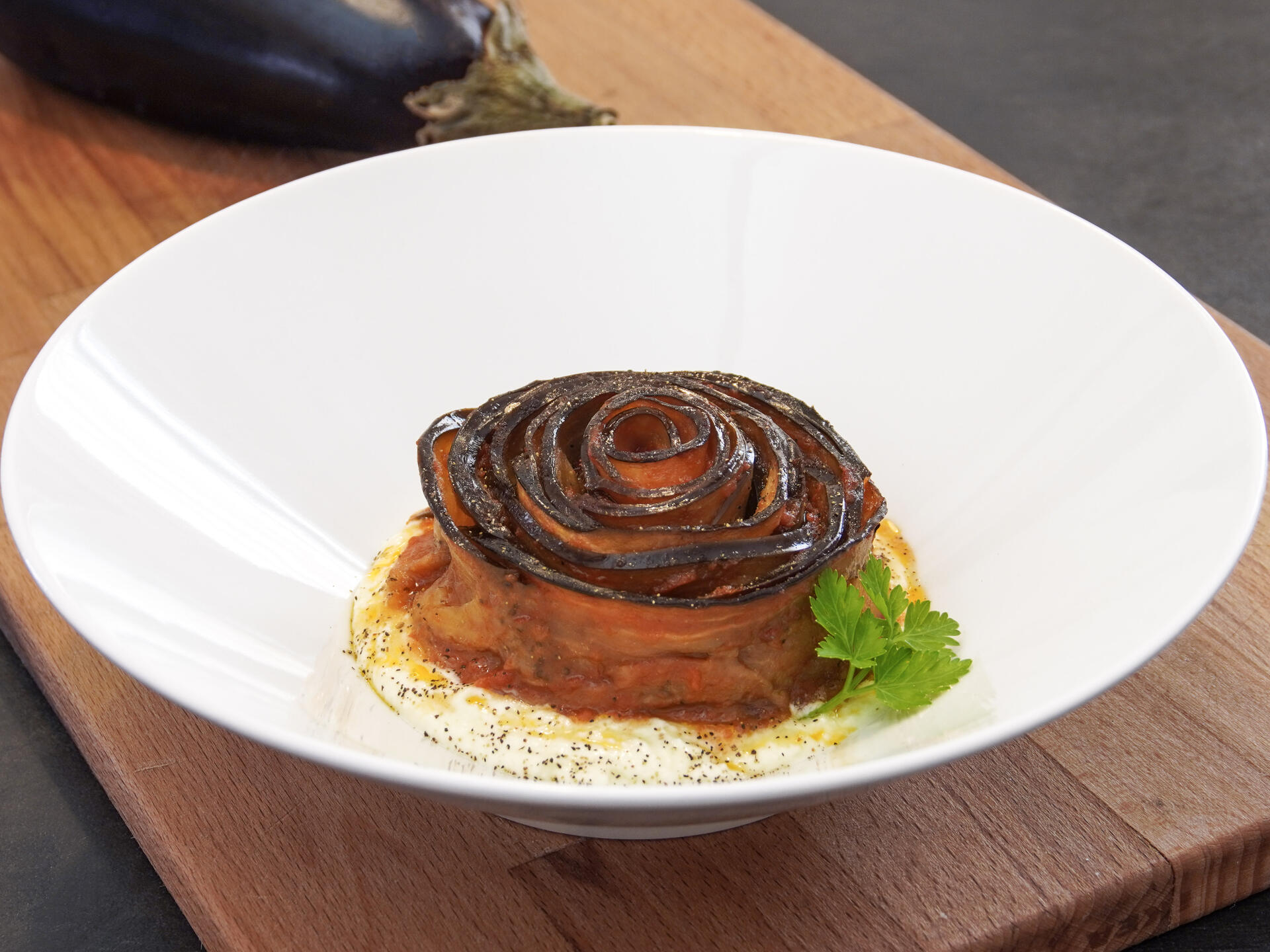 Rosa di melanzane con burrata