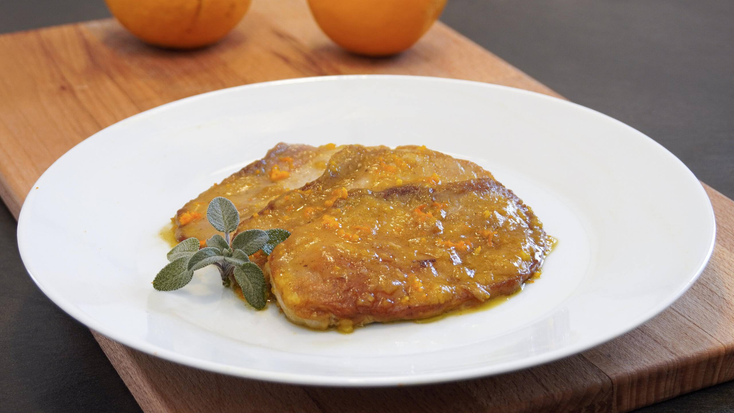 Scaloppine di maiale all'arancia