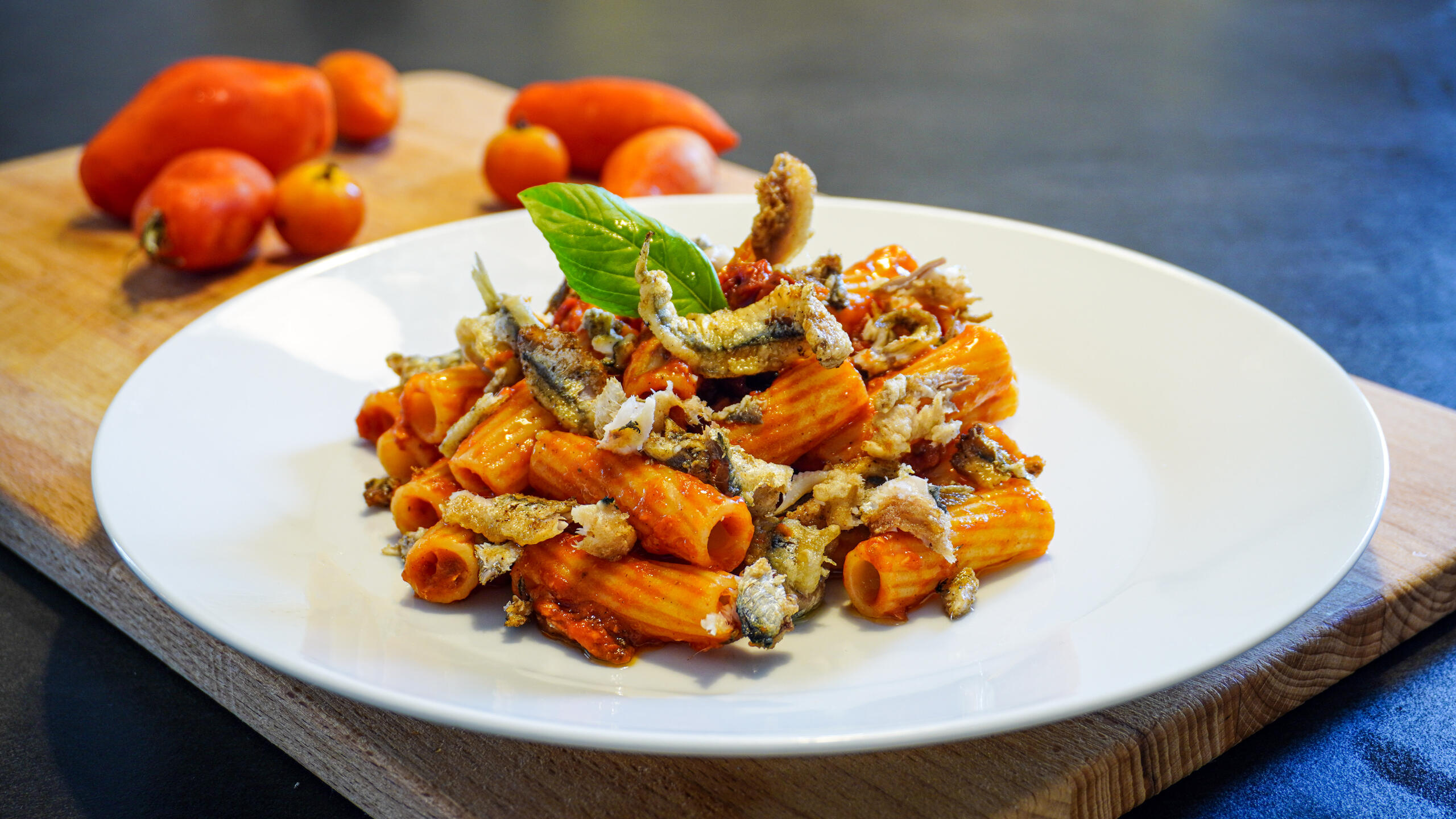 Tortiglioni con alici fritte