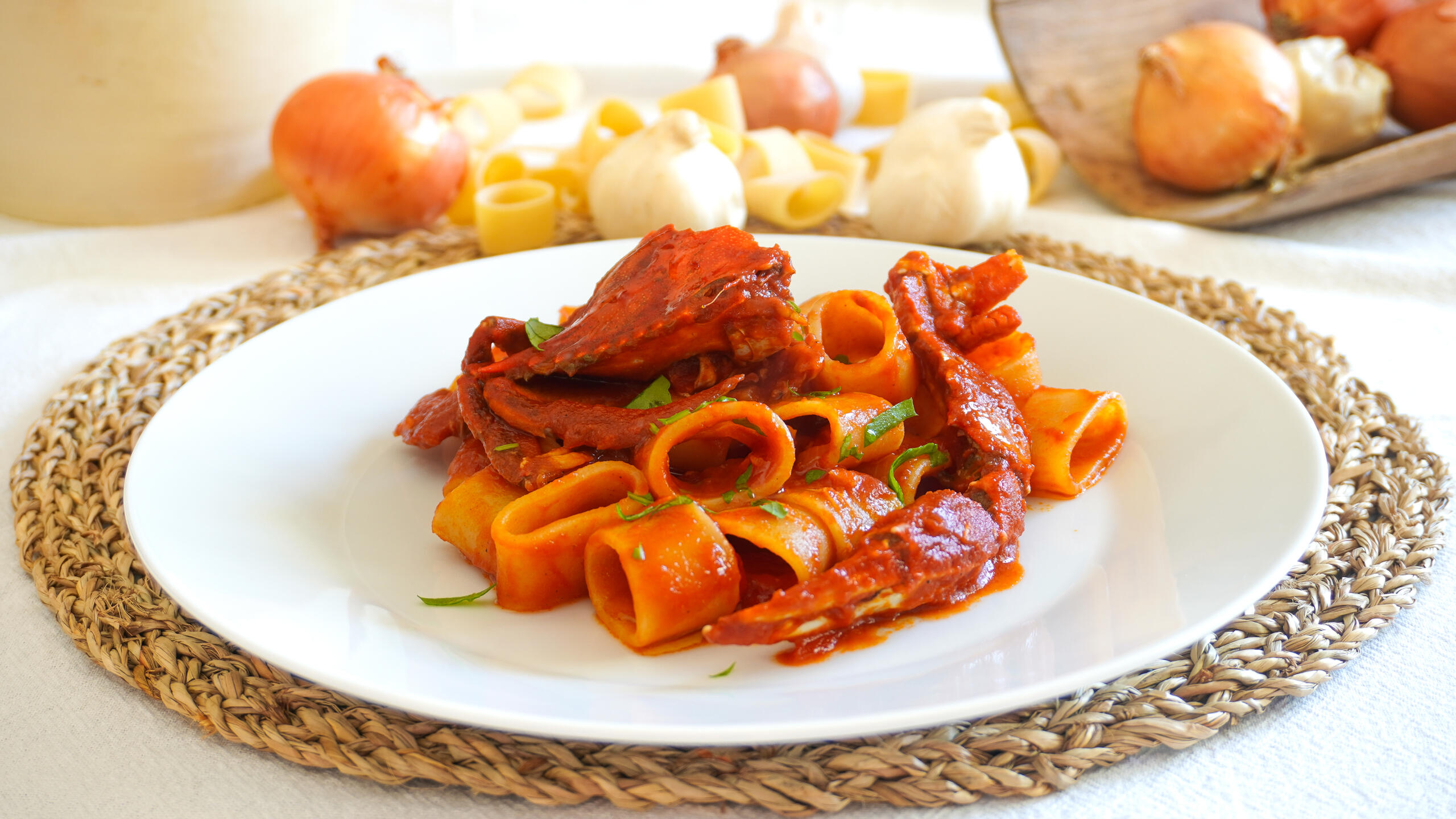 Calamarata med blåkrabba